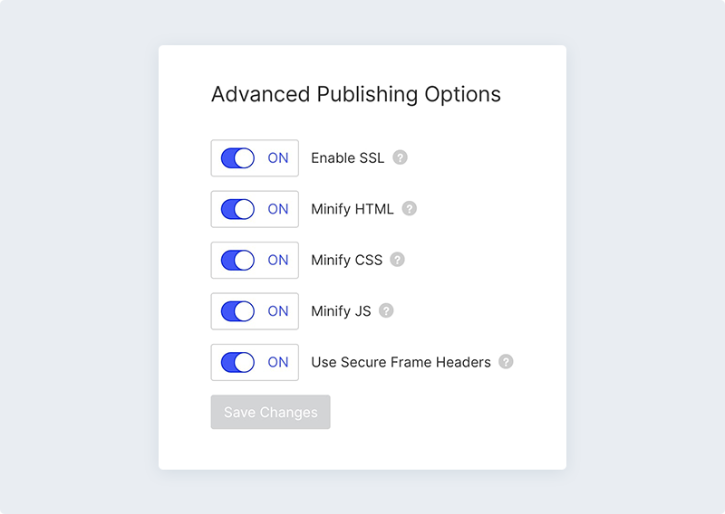 advanced publishing options